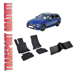 Set 5 covorase MERCEDES C-CLASS W206 PHEV din 10.2021-PREZENT, cu covoras tunel median, CAROSERIE COMBI, Presuri cauciuc 100%, compatibil cu autoturismul MERCEDES C-CLASS W206 PHEV, Rigum