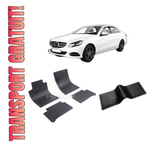 Set 5 covorase MERCEDES E-CLASS W211 din 2002-02.2009, cu covoras tunel median, CAROSERIE SEDAN W210, Presuri cauciuc 100%, compatibil cu autoturismul MERCEDES E-CLASS W211, Rigum