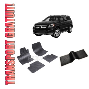 Set 5 covorase MERCEDES GL II X166 din 11.2012-2015, cu covoras tunel median, CAROSERIE SUV, Presuri cauciuc 100%, compatibil cu autoturismul MERCEDES GL II X166, Rigum
