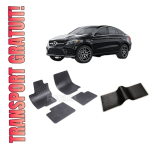 Set 5 covorase MERCEDES GLE I COUPE din 08.2015-10.2019, cu covoras tunel median, CAROSERIE COUPE C292, Presuri cauciuc 100%, compatibil cu autoturismul MERCEDES GLE I COUPE, Rigum