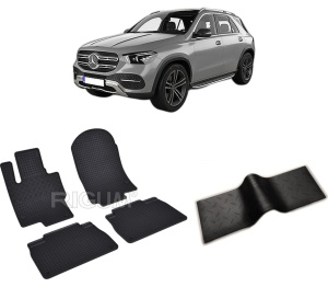 Set 5 covorase MERCEDES GLE II PHEV din 03.2020-PREZENT, cu covoras tunel median, CAROSERIE SUV W167, Presuri cauciuc 100%, compatibil cu autoturismul MERCEDES GLE II PHEV, Rigum - Img 2