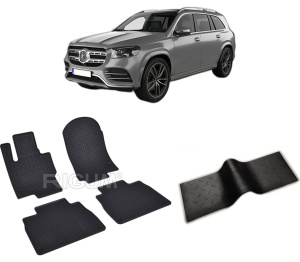 Set 5 covorase MERCEDES GLS PHEV din 2019-PREZENT, cu covoras tunel median, CAROSERIE SUV, Presuri cauciuc 100%, compatibil cu autoturismul MERCEDES GLS PHEV, Rigum - Img 2