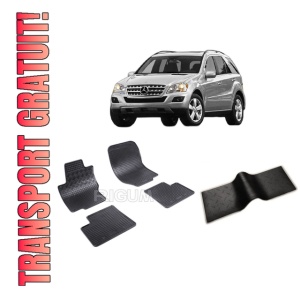 Set 5 covorase MERCEDES ML W164 din 08.2005-2011, cu covoras tunel median, CAROSERIE SUV, Presuri cauciuc 100%, compatibil cu autoturismul MERCEDES ML W164, Rigum