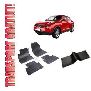 Set 5 covorase NISSAN JUKE I din 06.2010-05.2014, cu covoras tunel median, CAROSERIE SUV, Presuri cauciuc 100%, compatibil cu autoturismul NISSAN JUKE I, Rigum