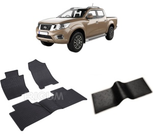 Set 5 covorase NISSAN NAVARA din 01.2016-2022, cu covoras tunel median, CAROSERIE PICK-UP, Presuri cauciuc 100%, compatibil cu autoturismul NISSAN NAVARA, Rigum - Img 2