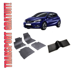 Set 5 covorase NISSAN PULSAR din 09.2014-07.2018, cu covoras tunel median, CAROSERIE HATCHBACK, Presuri cauciuc 100%, compatibil cu autoturismul NISSAN PULSAR, Rigum