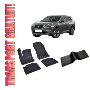 Set 5 covorase NISSAN X-TRAIL NISSAN MHEV din 2023-PREZENT, cu covoras tunel median, CAROSERIE SUV, Presuri cauciuc 100%, compatibil cu autoturismul NISSAN X-TRAIL NISSAN MHEV, Rigum