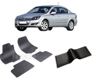 Set 5 covorase OPEL ASTRA H din 2004-12.2014, cu covoras tunel median, CAROSERIE SEDAN, Presuri cauciuc 100%, compatibil cu autoturismul OPEL ASTRA H, Rigum - Img 2