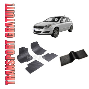 Set 5 covorase OPEL ASTRA H din 2004-12.2014, cu covoras tunel median, CAROSERIE HATCHBACK, Presuri cauciuc 100%, compatibil cu autoturismul OPEL ASTRA H, Rigum