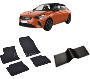 Set 5 covorase OPEL CORSA -E F din 03.2020-PREZENT, cu covoras tunel median, CAROSERIE HATCHBACK, Presuri cauciuc 100%, compatibil cu autoturismul OPEL CORSA -E F, Rigum - Img 2