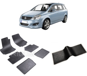 Set 5 covorase OPEL ZAFIRA B din 05.2005-2014, cu covoras tunel median, CAROSERIE VAN 7 LOCURI, Presuri cauciuc 100%, compatibil cu autoturismul OPEL ZAFIRA B, Rigum - Img 2