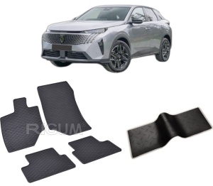 Set 5 covorase PEUGEOT 3008 MHEV din 2024-PREZENT, cu covoras tunel median, CAROSERIE SUV, Presuri cauciuc 100%, compatibil cu autoturismul PEUGEOT 3008 MHEV, Rigum - Img 2