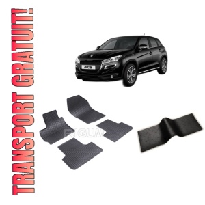 Set 5 covorase PEUGEOT 4008 din 05.2012-03.2017, cu covoras tunel median, CAROSERIE SUV, Presuri cauciuc 100%, compatibil cu autoturismul PEUGEOT 4008, Rigum