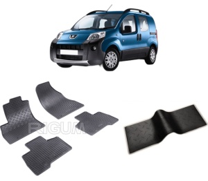 Set 5 covorase PEUGEOT BIPPER din 06.2008-2017, cu covoras tunel median, CAROSERIE VAN 5 LOCURI, Presuri cauciuc 100%, compatibil cu autoturismul PEUGEOT BIPPER, Rigum - Img 2