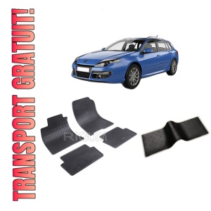 Set 5 covorase RENAULT LAGUNA III din 07.2007-04.2016, cu covoras tunel median, CAROSERIE COMBI, Presuri cauciuc 100%, compatibil cu autoturismul RENAULT LAGUNA III, Rigum