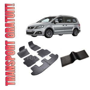 Set 5 covorase SEAT ALHAMBRA II din 09.2010-03.2022, cu covoras tunel median, CAROSERIE VAN 7 LOCURI, Presuri cauciuc 100%, compatibil cu autoturismul SEAT ALHAMBRA II, Rigum