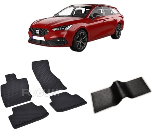 Set 5 covorase SEAT LEON IV MHEV din 2020-PREZENT, cu covoras tunel median, CAROSERIE COMBI, Presuri cauciuc 100%, compatibil cu autoturismul SEAT LEON IV MHEV, Rigum - Img 2