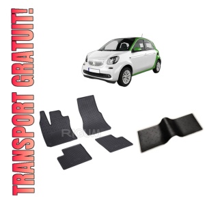 Set 5 covorase SMART FORFOUR II din 2014-PREZENT, cu covoras tunel median, CAROSERIE HATCHBACK, Presuri cauciuc 100%, compatibil cu autoturismul SMART FORFOUR II, Rigum