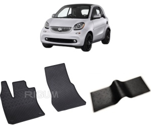 Set 5 covorase SMART FORTWO EQ din 2017-PREZENT, cu covoras tunel median, CAROSERIE HATCHBACK, Presuri cauciuc 100%, compatibil cu autoturismul SMART FORTWO EQ, Rigum - Img 2
