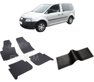 Set 5 covorase VOLKSWAGEN CADDY din 2004-10.2020, cu covoras tunel median, CAROSERIE VAN 5 LOCURI, Presuri cauciuc 100%, compatibil cu autoturismul VOLKSWAGEN CADDY, Rigum - Img 2