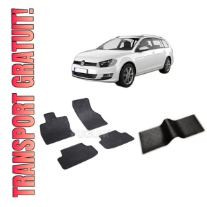 Set 5 covorase VOLKSWAGEN GOLF 7 din 09.2013-06.2020, cu covoras tunel median, CAROSERIE COMBI, Presuri cauciuc 100%, compatibil cu autoturismul VOLKSWAGEN GOLF 7, Rigum