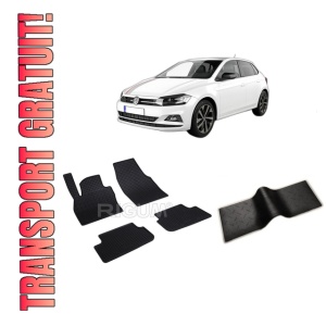 Set 5 covorase VOLKSWAGEN POLO VI din 10.2017-PREZENT, cu covoras tunel median, CAROSERIE HATCHBACK, Presuri cauciuc 100%, compatibil cu autoturismul VOLKSWAGEN POLO VI, Rigum