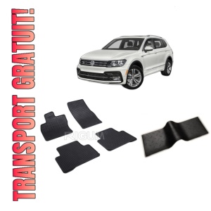 Set 5 covorase VOLKSWAGEN TIGUAN II din 05.2016-2024, cu covoras tunel median, CAROSERIE SUV, Presuri cauciuc 100%, compatibil cu autoturismul VOLKSWAGEN TIGUAN II, Rigum