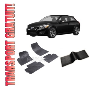 Set 5 covorase VOLVO C 30 din 2006-12.2012, cu covoras tunel median, CAROSERIE HATCHBACK, Presuri cauciuc 100%, compatibil cu autoturismul VOLVO C 30, Rigum