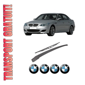 Set brat stergator spate cu lamela pentru BMW Seria 5 (E60) din 2002-2010, pentru spate, din cauciuc siliconat rezistent, 4 stickere auto BMW Seria