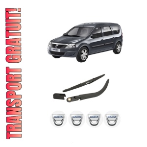 Set brat stergator spate cu lamela pentru DACIA LOGAN MCV (KS_) din 2007-2013, pentru spate, din cauciuc siliconat rezistent, 4 stickere auto DACIA