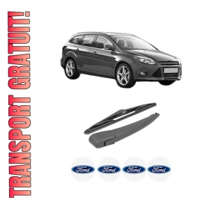 Set brat stergator spate cu lamela pentru FORD FOCUS III Turnier din 2010-2020, pentru spate, din cauciuc siliconat rezistent, 4 stickere auto FORD