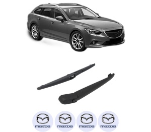 Set brat stergator spate cu lamela pentru MAZDA 6 Estate (GJ, GL) din 2012-2020, pentru spate, din cauciuc siliconat rezistent, 4 stickere auto MAZDA v1468