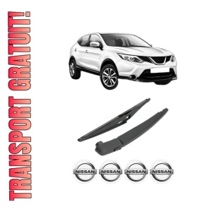 Set brat stergator spate cu lamela pentru NISSAN QASHQAI II (J11, J11_) din 2013-2020, pentru spate, din cauciuc siliconat rezistent, 4 stickere auto NISSAN