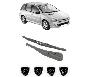 Set brat stergator spate cu lamela pentru PEUGEOT 206 SW (2E/K) din 2002-2007, pentru spate, din cauciuc siliconat rezistent, 4 stickere auto PEUGEOT v808