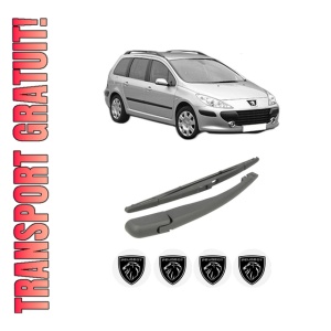 Set brat stergator spate cu lamela pentru PEUGEOT 307 Break (3E) din 2002-2009, pentru spate, din cauciuc siliconat rezistent, 4 stickere auto PEUGEOT