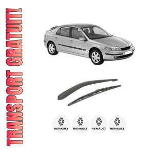 Set brat stergator spate cu lamela pentru RENAULT LAGUNA II (BG0/1_) din 2001-2007, pentru spate, din cauciuc siliconat rezistent, 4 stickere auto RENAULT