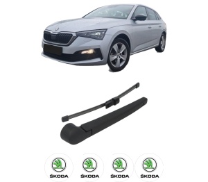 Set brat stergator spate cu lamela pentru SKODA SCALA (NW1) din 2019, pentru spate, din cauciuc siliconat rezistent, 4 stickere auto SKODA v505