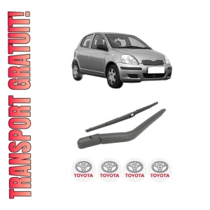 Set brat stergator spate cu lamela pentru TOYOTA YARIS (_P1_) din 1999-2005, pentru spate, din cauciuc siliconat rezistent, 4 stickere auto TOYOTA