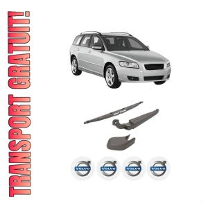 Set brat stergator spate cu lamela pentru VOLVO V50 (545) din 2004-2012, pentru spate, din cauciuc siliconat rezistent, 4 stickere auto VOLVO