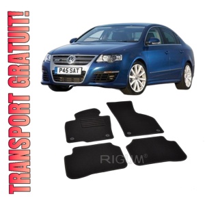 Set covorase mocheta VW Passat B6 (3C), 2005-2010 (cu sistem de fixare rotund), din mocheta, compatibile cu autoturismul VW Passat B6 (3C)