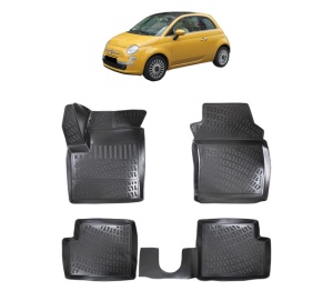 Set covorase presuri FIAT 500 din 2007, auto, din cauciuc thermoplastic - Img 7
