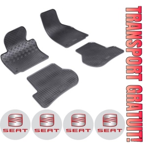 Set covorase Seat Leon II 1P Hatchback 07.2005 - 2012 si 4 stickere rotunde Seat
