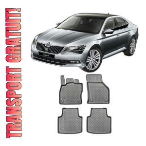 Set covorase SKODA SUPERB III, din 09.2015 - 11.2023, covorase tavita, caroserie COMBI inclusiv FACELIFT, compatibile cu autoturismul SKODA SUPERB III, ARISTAR