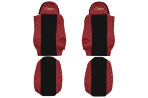 Set Huse Scaune Camion Tir DAF CF 65 din 2001-2013, Auto, Model ELEGANCE Q, Culoare Rosu, 4x Stickere auto cu DAF - Img 2