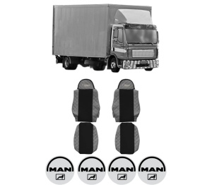 Set Huse Scaune Camion Tir MAN TGL I din 2004-2022, Auto, Model ELEGANCE Q, Culoare Gri, 4x Stickere auto cu MAN