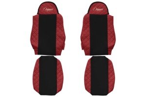 Set Huse Scaune Camion Tir MAN TGM I din 2005-2023, Auto, Model ELEGANCE Q, Culoare Rosu, 4x Stickere auto cu MAN - Img 2