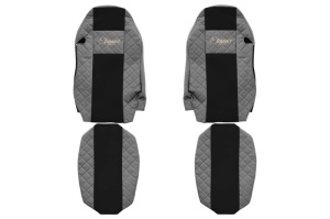Set Huse Scaune Camion Tir MAN TGX I din 2006-2021, Auto, Model ELEGANCE Q, Culoare Gri, 4x Stickere auto cu MAN - Img 2