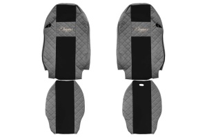 Set Huse Scaune Camion Tir MERCEDES-BENZ ACTROS MP2 / MP3 din 2002-2009, Auto, Model ELEGANCE Q, Culoare Gri, 4x Stickere auto cu MERCEDES-BENZ - Img 2