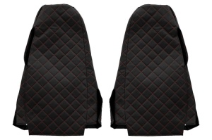 Set Huse Scaune Camion Tir SCANIA P I din 2003-2019, Auto, Model ELEGANCE Q, Culoare Negru/Rosu, 4x Stickere auto cu SCANIA - Img 3
