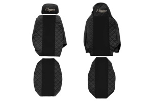 Set Huse Scaune Camion Tir SCANIA R I din 2004-2019, Auto, Model ELEGANCE Q, Culoare Negru, 4x Stickere auto cu SCANIA - Img 2